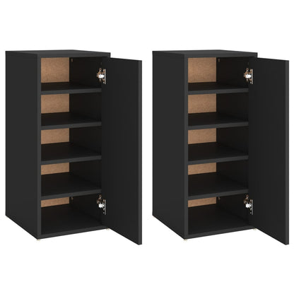 vidaXL Armoires à chaussures 2 pcs Noir 32x35x70 cm Aggloméré