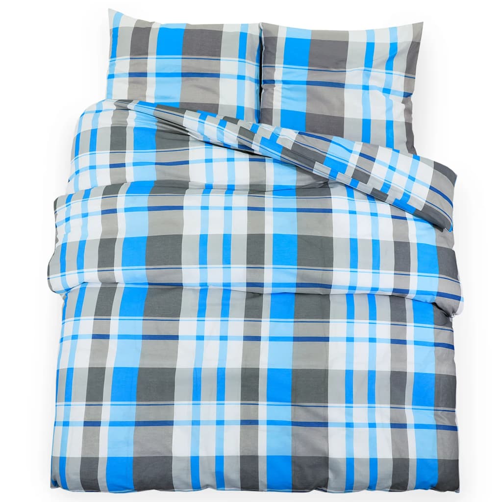 vidaXL Ensemble de housse de couette Bleu et gris 240x220 cm Coton