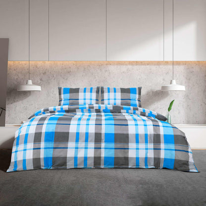 vidaXL Ensemble de housse de couette Bleu et gris 240x220 cm Coton