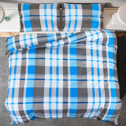 vidaXL Ensemble de housse de couette Bleu et gris 240x220 cm Coton
