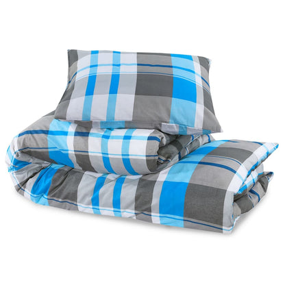 vidaXL Ensemble de housse de couette Bleu et gris 240x220 cm Coton