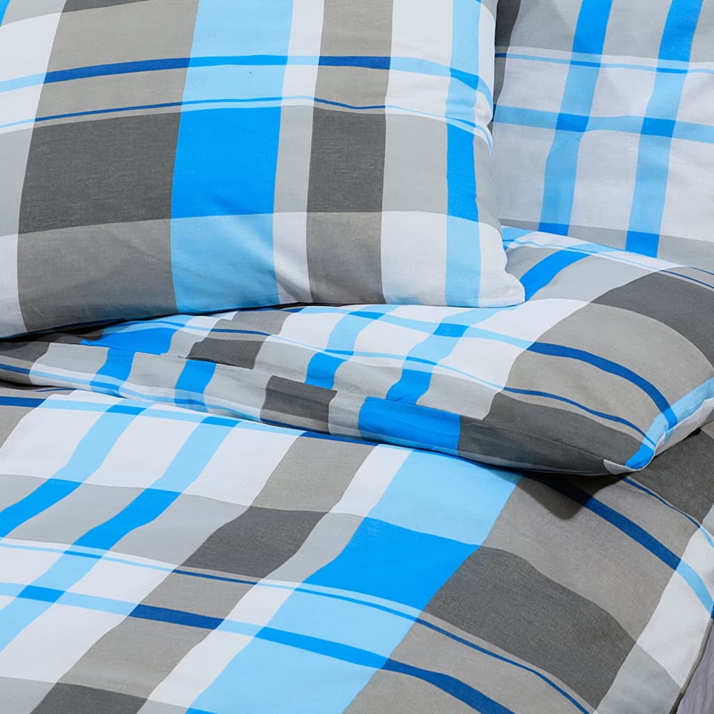 vidaXL Ensemble de housse de couette Bleu et gris 240x220 cm Coton