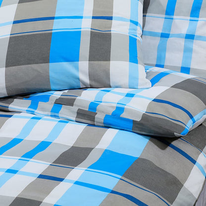 vidaXL Ensemble de housse de couette Bleu et gris 240x220 cm Coton