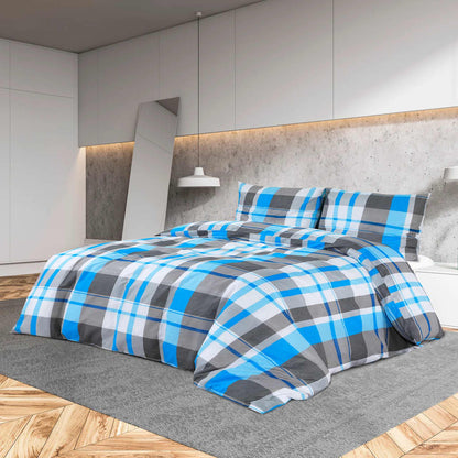 vidaXL Ensemble de housse de couette Bleu et gris 240x220 cm Coton