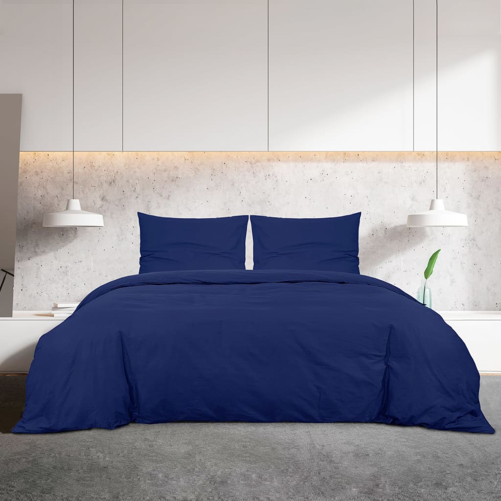 vidaXL Ensemble de housse de couette Bleu marine 200x200 cm Coton