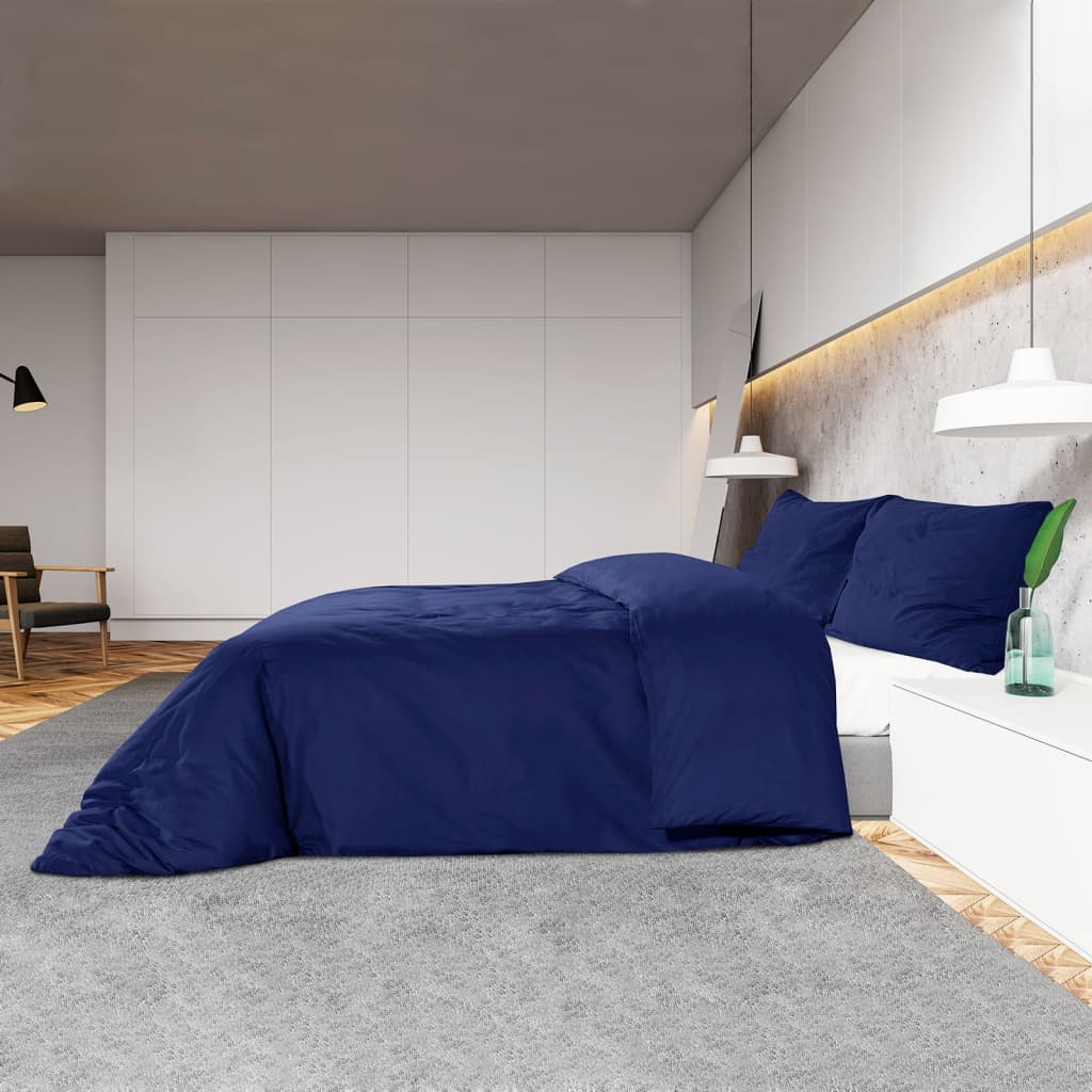 vidaXL Ensemble de housse de couette Bleu marine 200x200 cm Coton