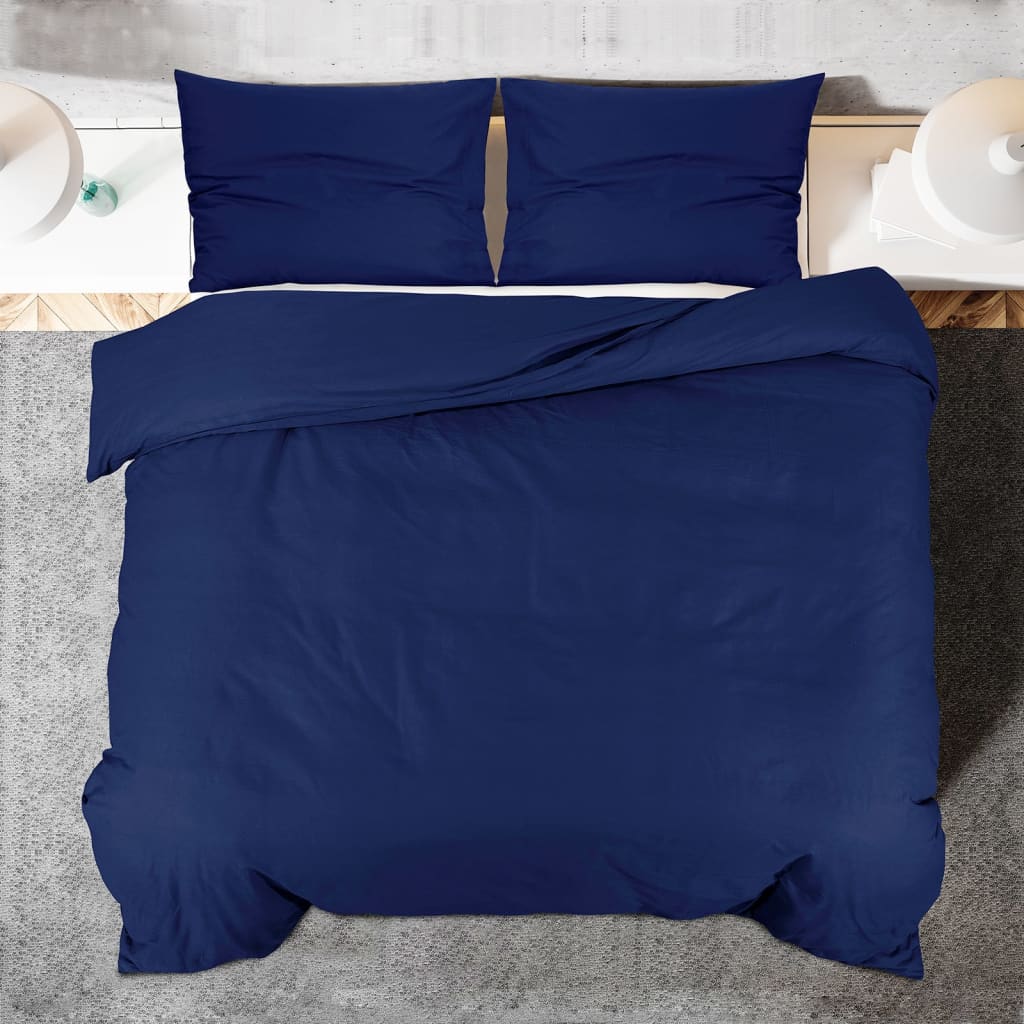 vidaXL Ensemble de housse de couette Bleu marine 200x200 cm Coton