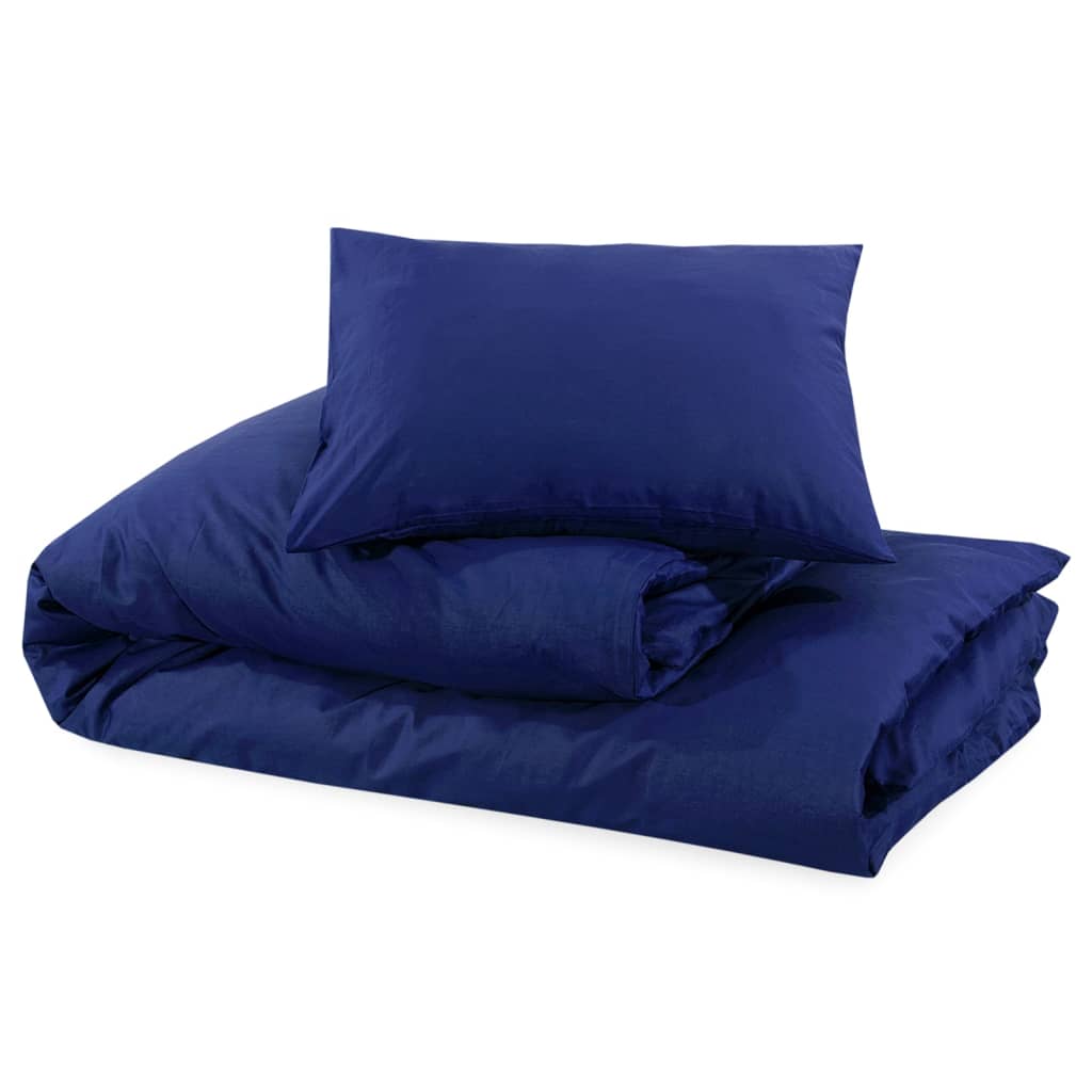 vidaXL Ensemble de housse de couette Bleu marine 200x200 cm Coton