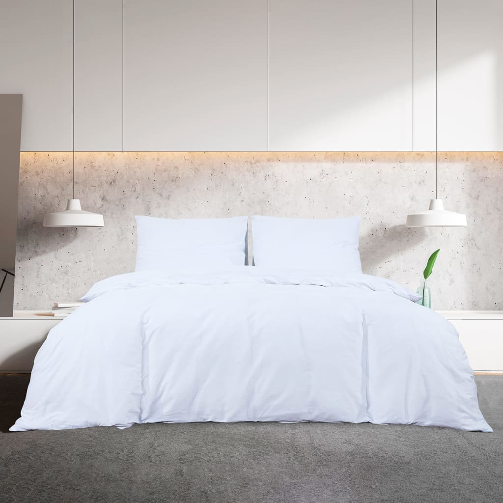 vidaXL Ensemble de housse de couette Blanc 200x200 cm Coton