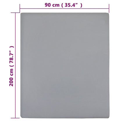 vidaXL Draps-housses Jersey 2 pcs Gris 90x200 cm Coton