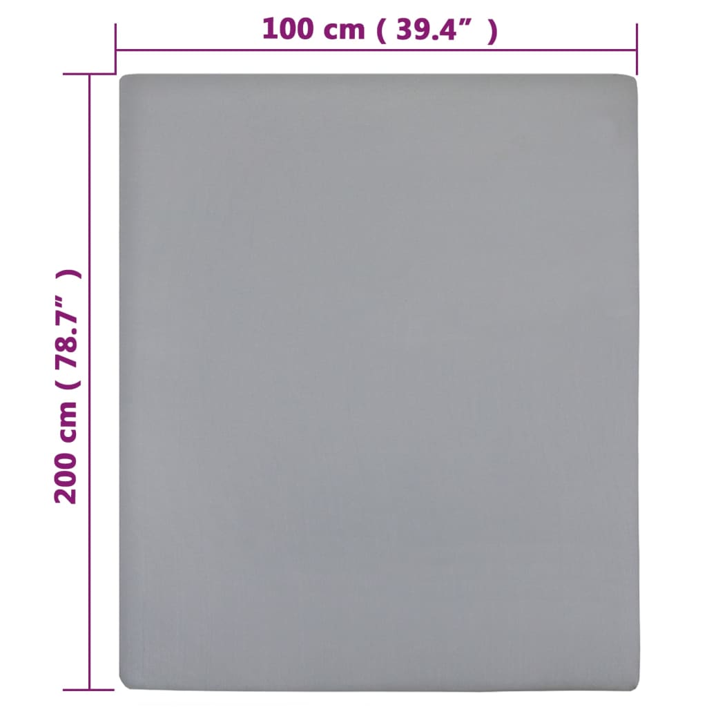 vidaXL Draps-housses Jersey 2 pcs Gris 100x200 cm Coton