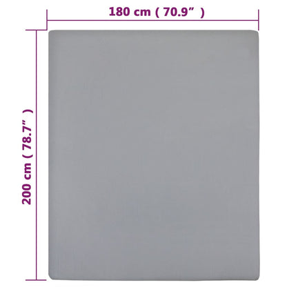 vidaXL Drap-housse Jersey Gris 180x200 cm Coton