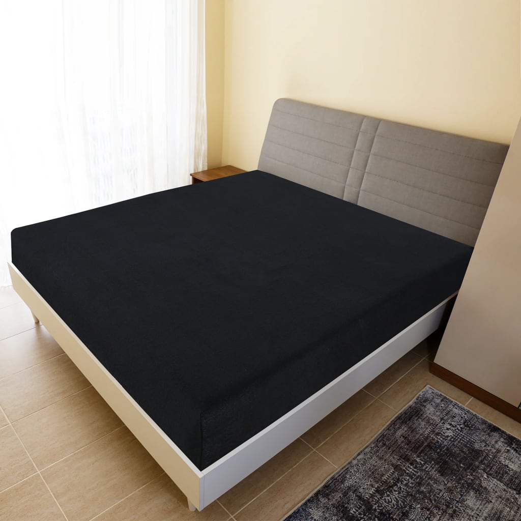 vidaXL Drap-housse Jersey Noir 160x200 cm Coton