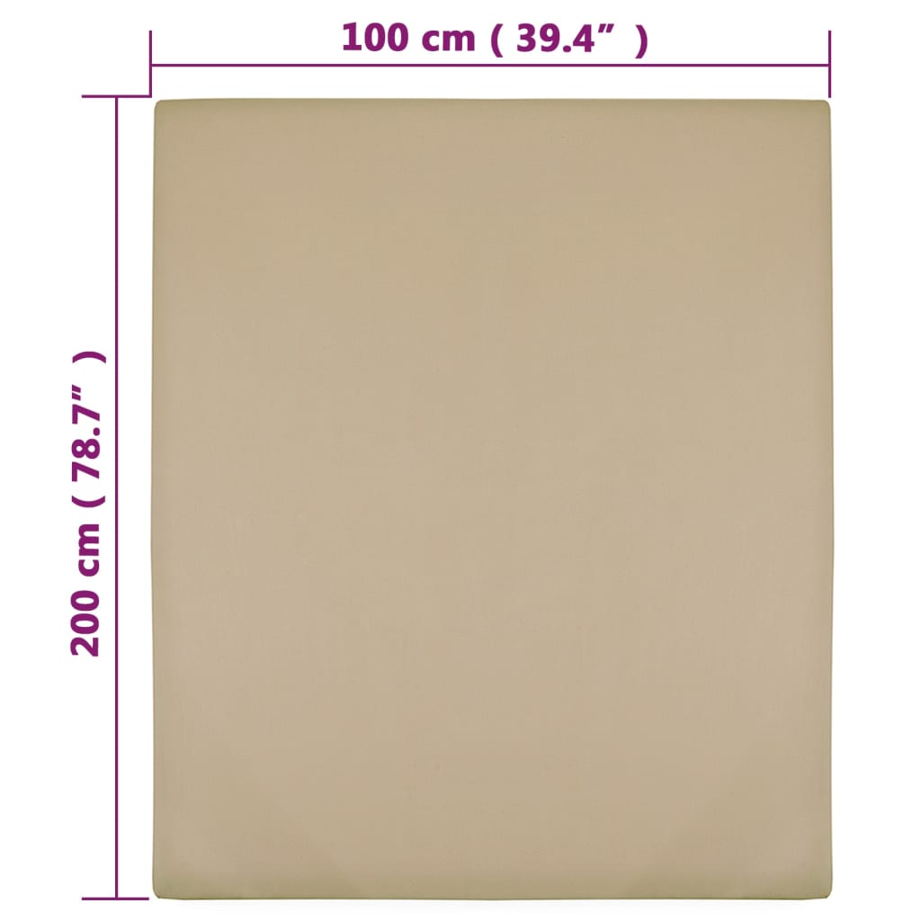vidaXL Drap-housse Jersey Taupe 100x200 cm Coton