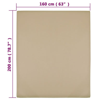 vidaXL Draps-housses Jersey 2 pcs Taupe 160x200 cm Coton