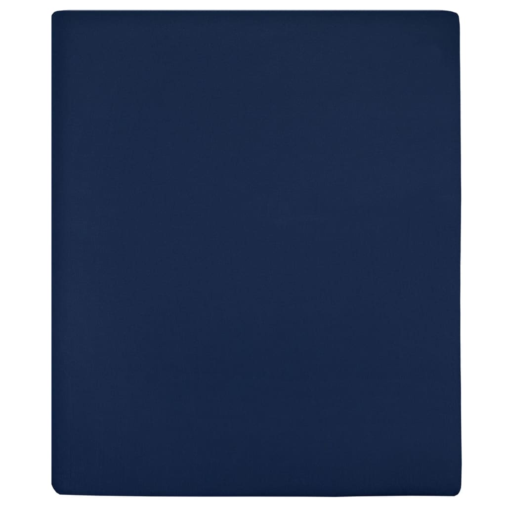 vidaXL Draps-housses Jersey 2 pcs Bleu marine 100x200 cm Coton