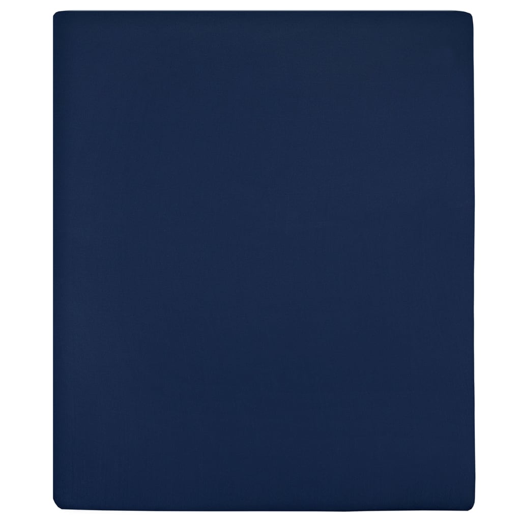 vidaXL Drap-housse Jersey Bleu marine 160x200 cm Coton