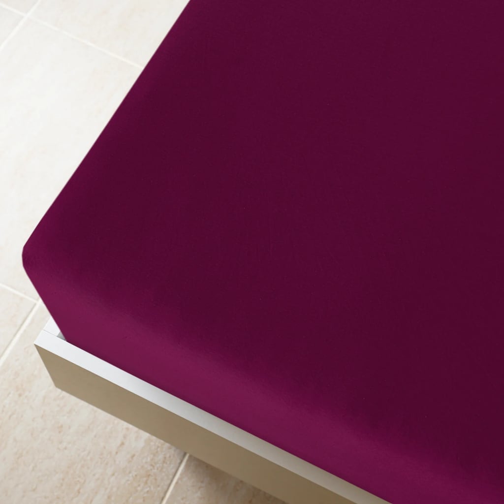 vidaXL Draps-housses Jersey 2 pcs Bordeaux 90x200 cm Coton