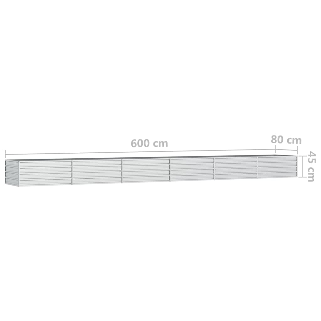 vidaXL Lit surélevé de jardin 600x80x45 cm Acier galvanisé Argenté