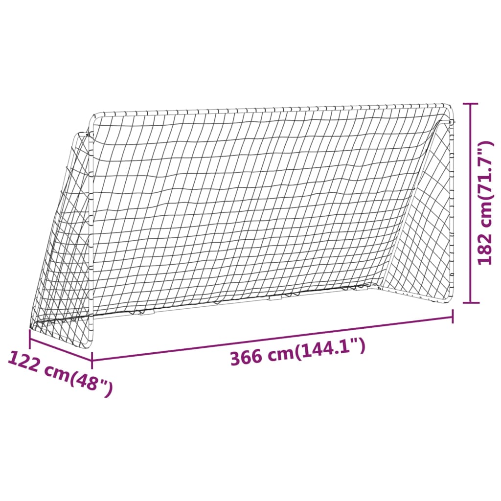 vidaXL But de football avec filet Blanc 366x122x182 cm Acier