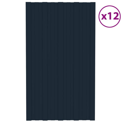 vidaXL Panneaux de toiture 12 pcs Acier galvanisé Anthracite 80x45 cm