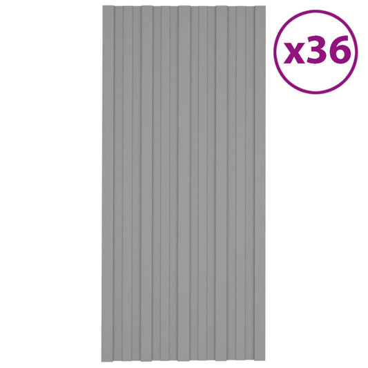 vidaXL Panneaux de toiture 36 pcs Acier galvanisé Gris 100x45 cm