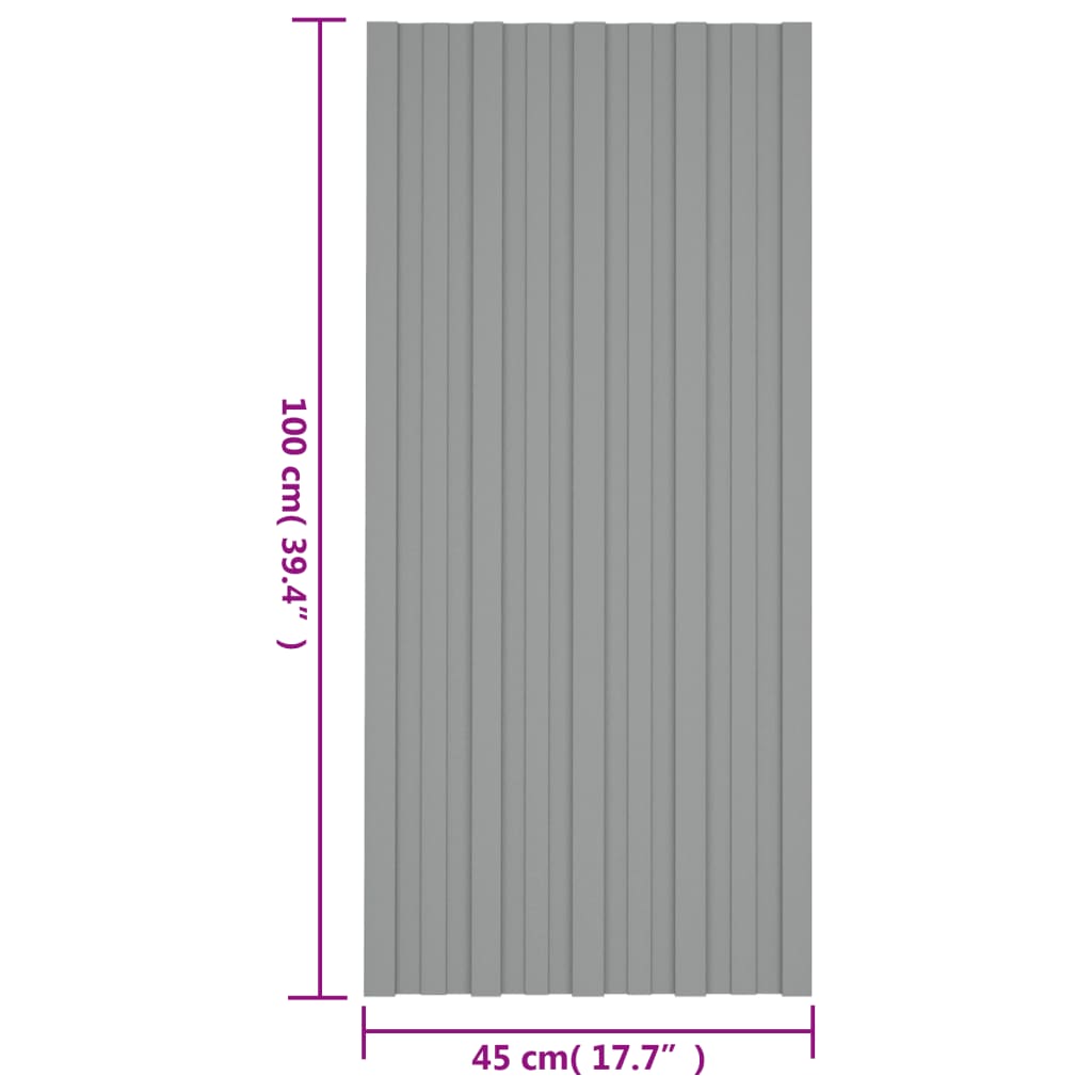 vidaXL Panneaux de toiture 36 pcs Acier galvanisé Gris 100x45 cm