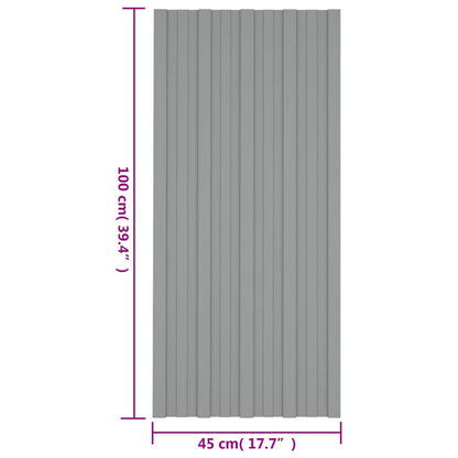 vidaXL Panneaux de toiture 36 pcs Acier galvanisé Gris 100x45 cm
