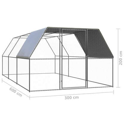 vidaXL Poulailler d'extérieur 3x6x2 m Acier galvanisé