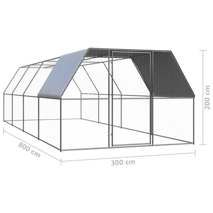 vidaXL Poulailler d'extérieur 3x8x2 m Acier galvanisé