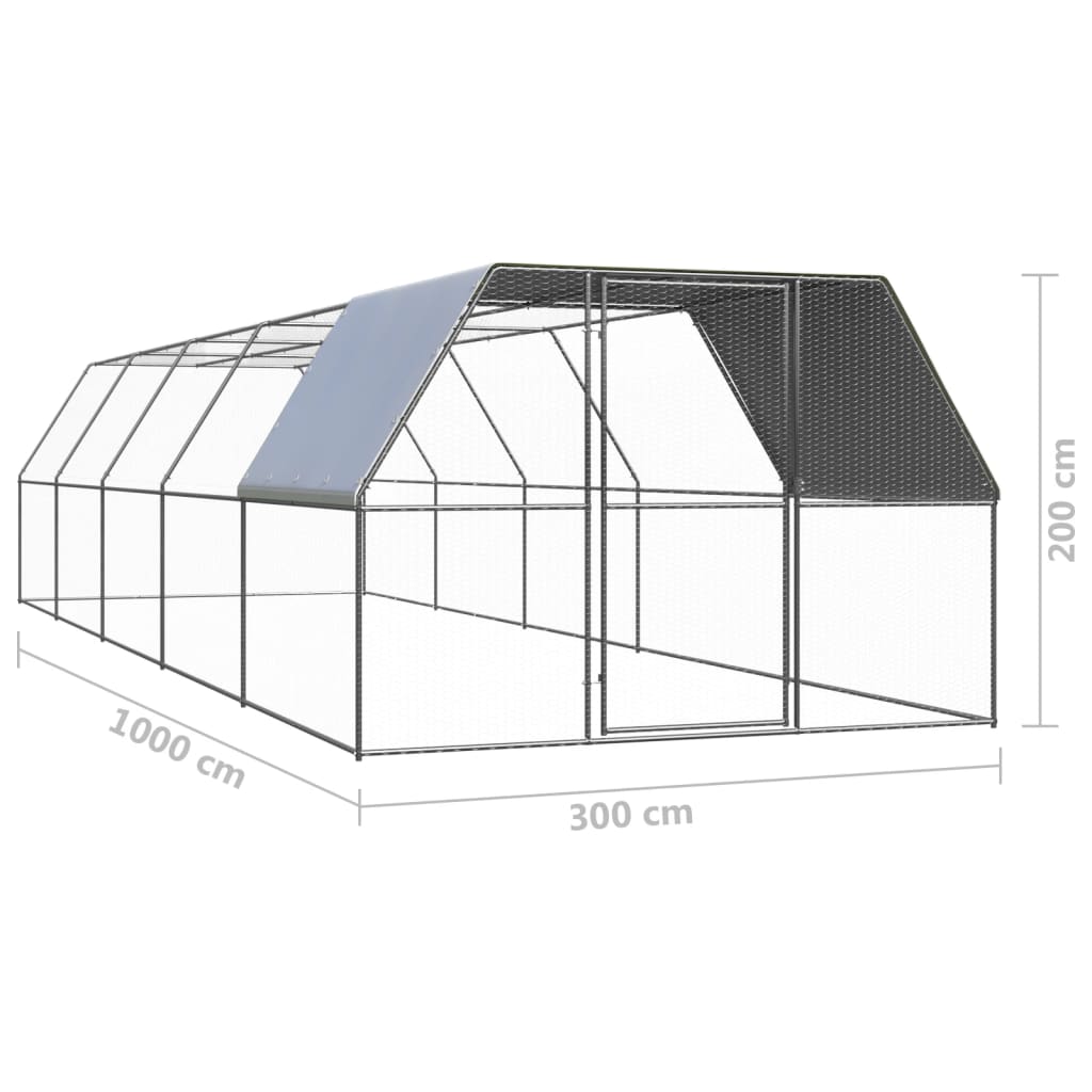 vidaXL Poulailler d'extérieur 3x10x2 m Acier galvanisé