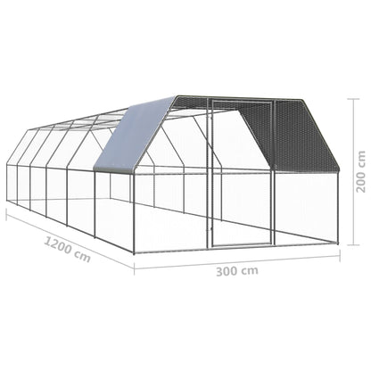 vidaXL Poulailler d'extérieur 3x12x2 m Acier galvanisé