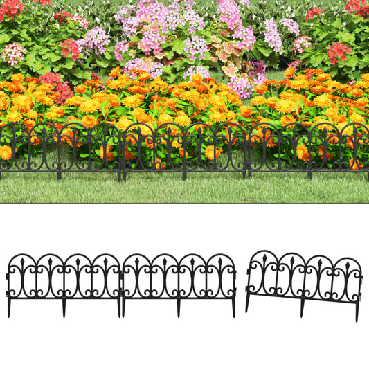 vidaXL Bordures de pelouse 17 pcs Noir 10 m PP