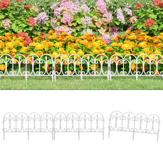 vidaXL Bordures de pelouse 17 pcs Blanc 10 m PP