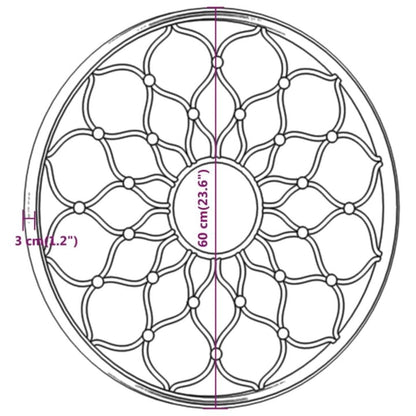 vidaXL Miroir de jardin Sable 60x3 cm Fer Rond utilisation extérieure