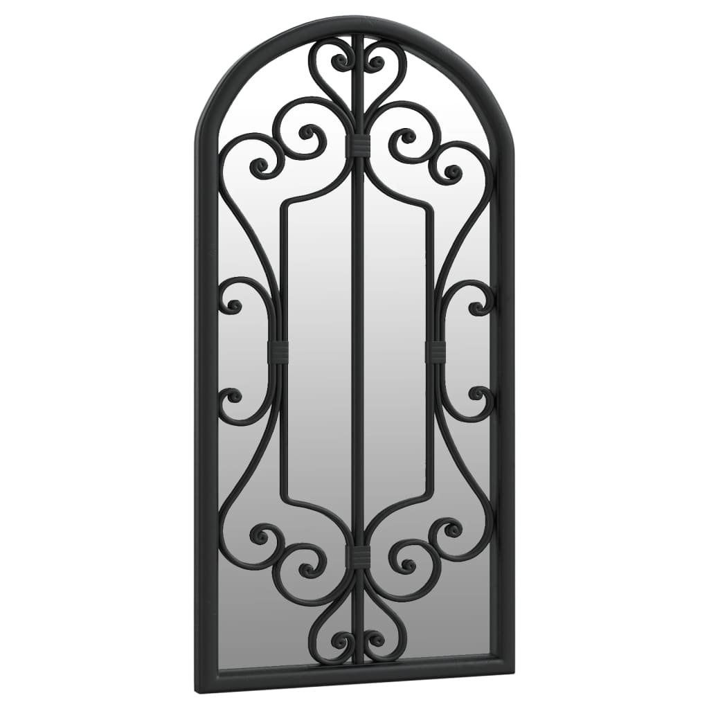 vidaXL Miroir de jardin Noir 70x30 cm Fer pour utilisation extérieure