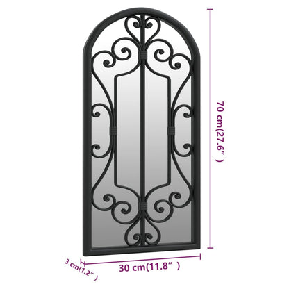 vidaXL Miroir de jardin Noir 70x30 cm Fer pour utilisation extérieure