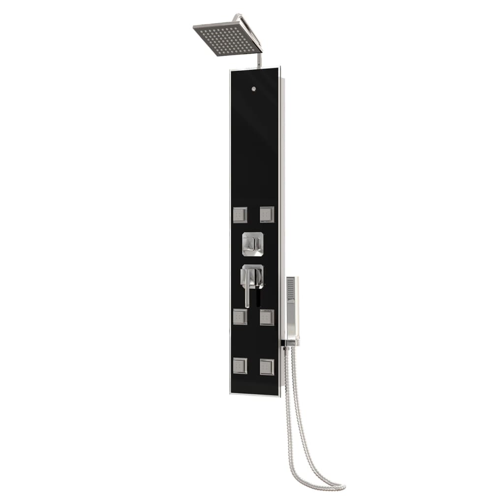vidaXL Panneau de douche Verre 18x45,5x130 cm Noir
