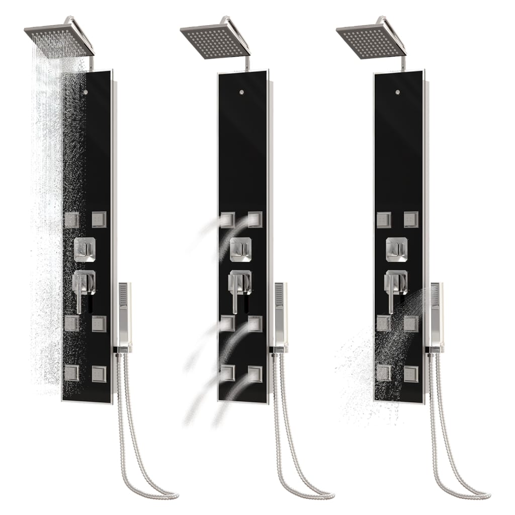 vidaXL Panneau de douche Verre 18x45,5x130 cm Noir