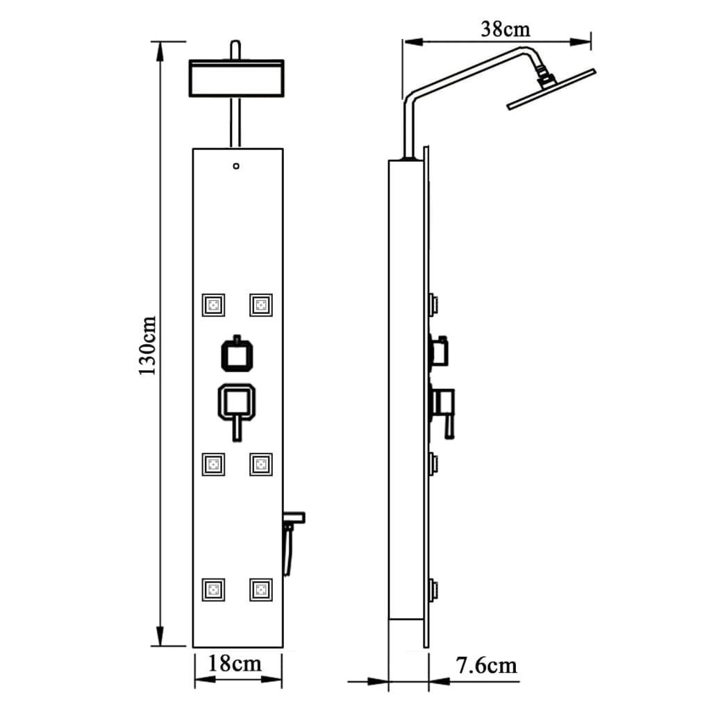 vidaXL Panneau de douche Verre 18x45,5x130 cm Noir