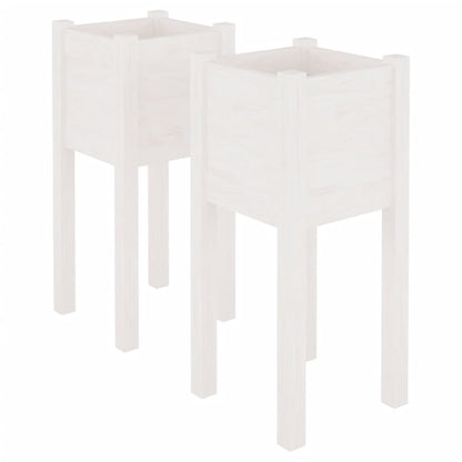 vidaXL Jardinières d'extérieur 2 pcs Blanc 31x31x70 cm Bois de pin