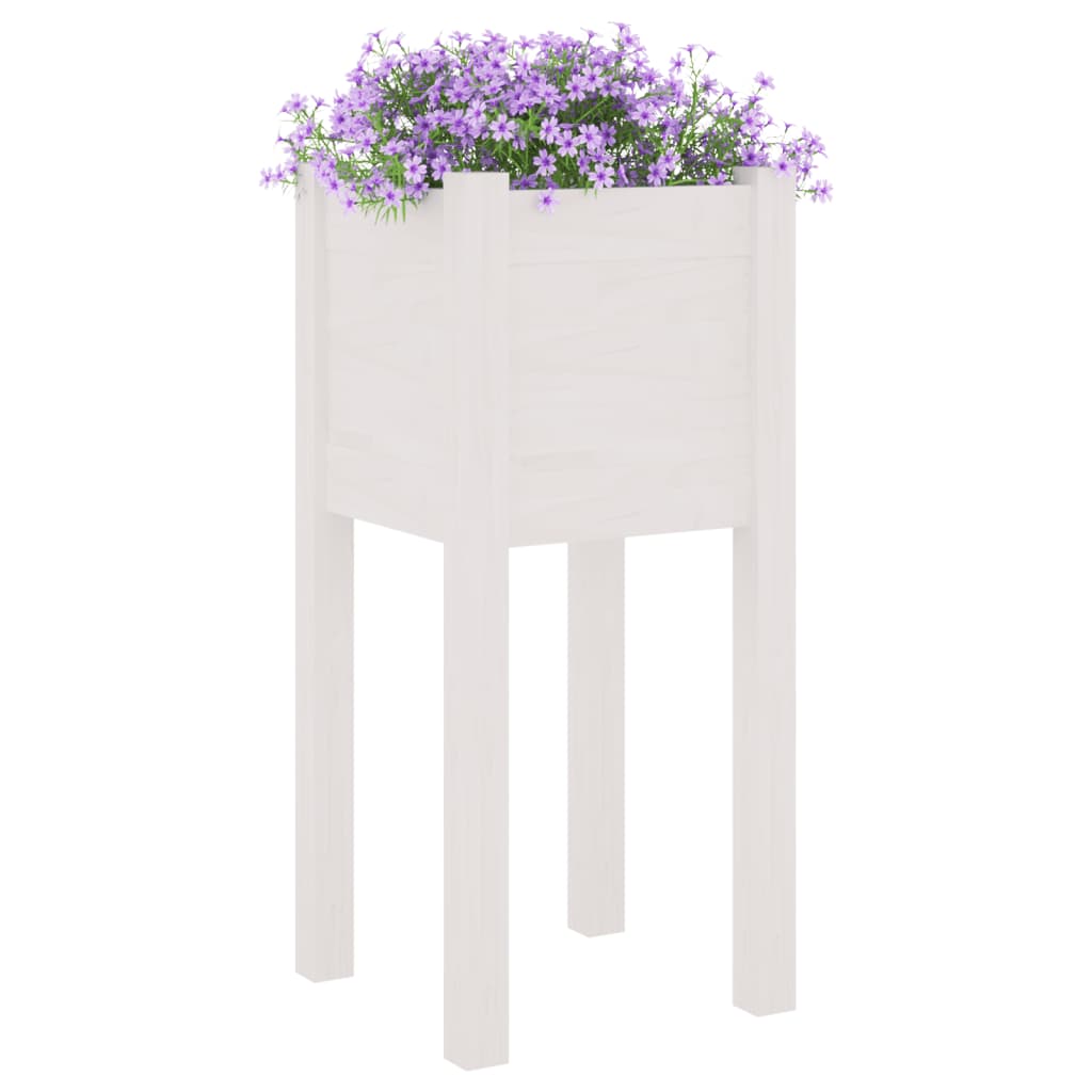 vidaXL Jardinières d'extérieur 2 pcs Blanc 31x31x70 cm Bois de pin