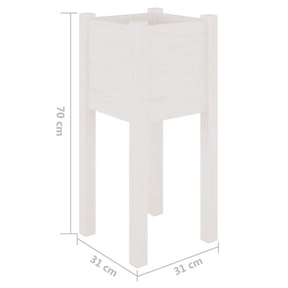 vidaXL Jardinières d'extérieur 2 pcs Blanc 31x31x70 cm Bois de pin