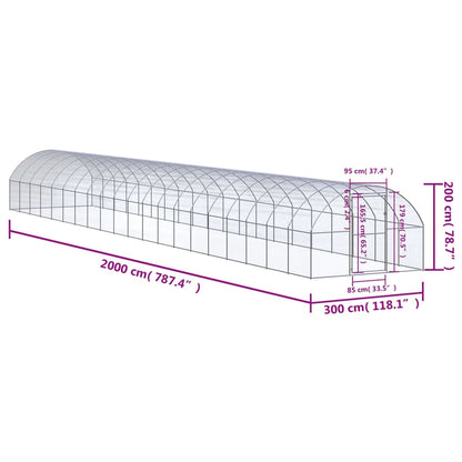 vidaXL Poulailler d'extérieur 3x20x2 m Acier galvanisé