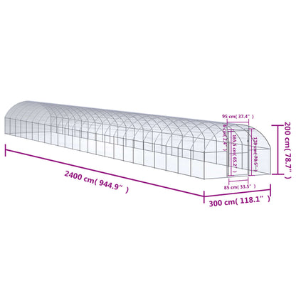 vidaXL Poulailler d'extérieur 3x24x2 m Acier galvanisé