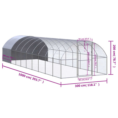 vidaXL Poulailler d'extérieur 3x10x2 m Acier galvanisé