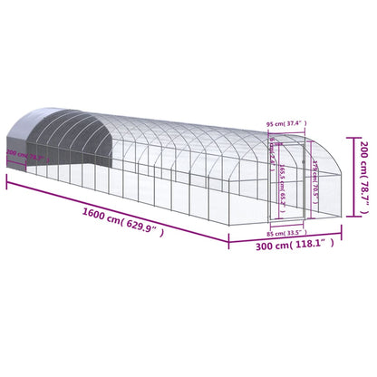 vidaXL Poulailler d'extérieur 3x16x2 m Acier galvanisé