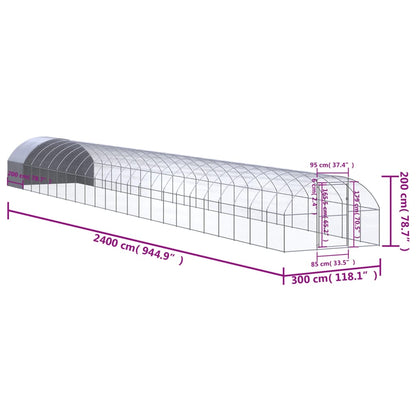 vidaXL Poulailler d'extérieur 3x24x2 m Acier galvanisé