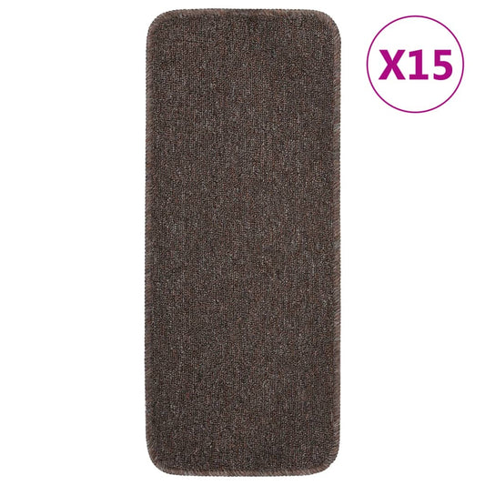 vidaXL Tapis escalier antidérapants 15pcs 60x25cm Marron Rectangulaire