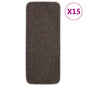 vidaXL Tapis escalier antidérapants 15pcs 60x25cm Marron Rectangulaire